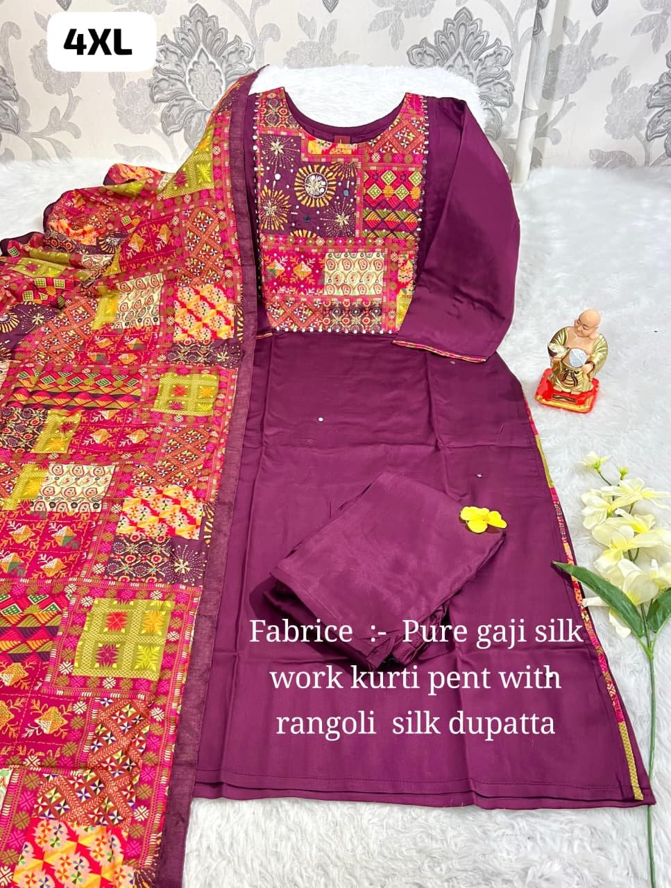 stitched SALE SALE SALE Launching New Designers Kurti Pent Dupatta Set - Image 7