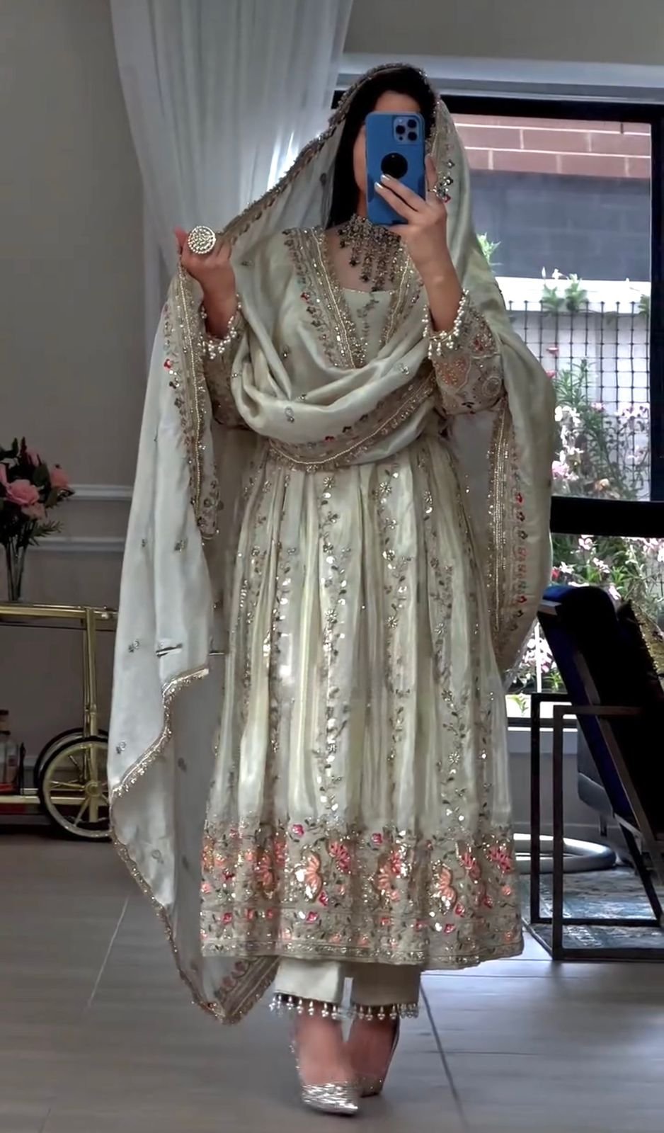 stitched Launching New Party Wear Look Pur Sheesha Silk Gown,Dupatta & Bottom Se
