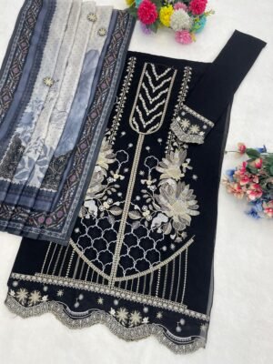 Alternative view of semi stitched MAH-E-ROOH DESIGN NO : 4224