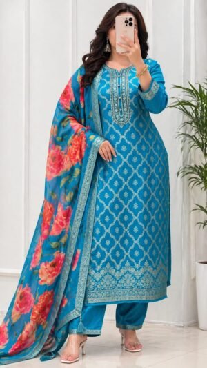 stitched Code • 1305  Featuring Banarasi Silks Suit which is beautifully decorated with Banarasi works. It is absolutely perfect for your upcoming occasions, very easy & breezy.