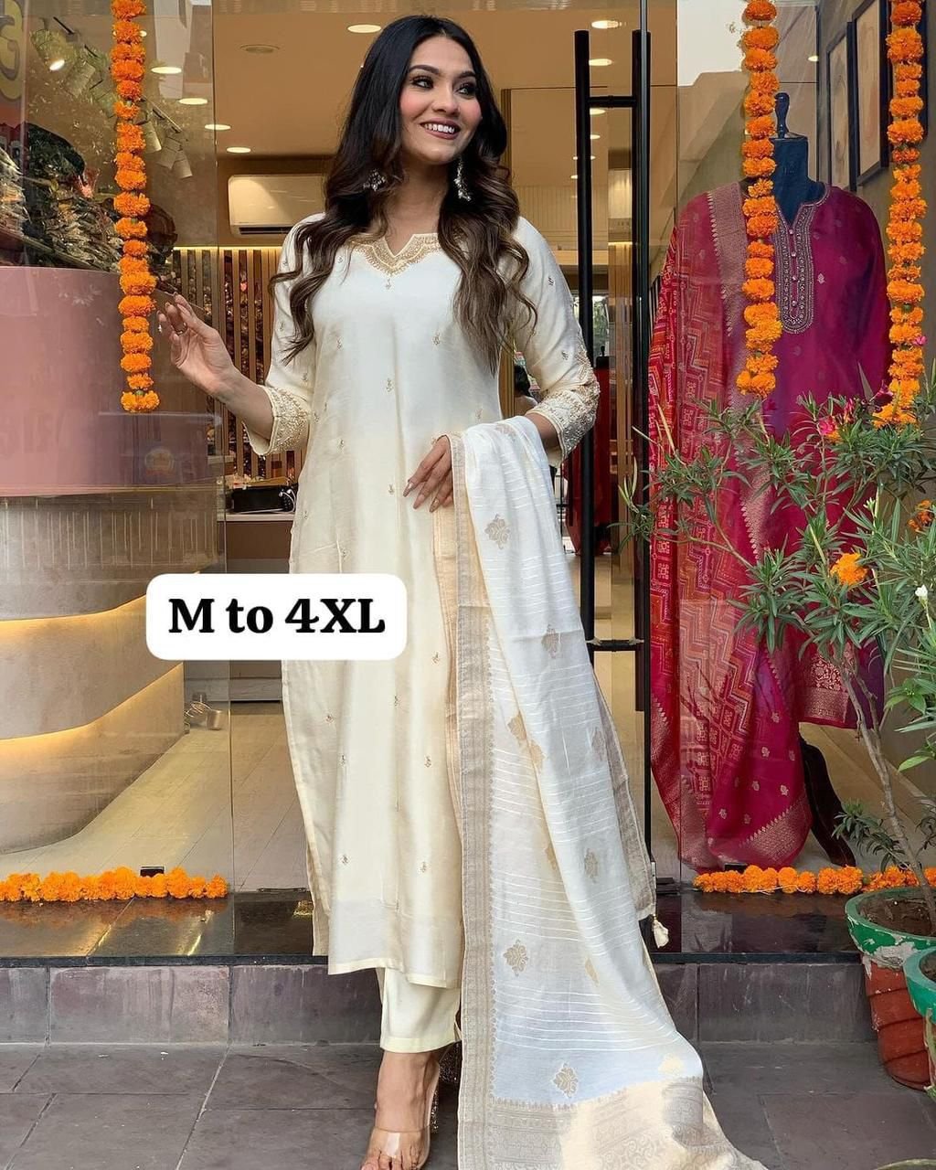 stitched AK 1022 PRESERNTING NEW STYLISH DESIGNER HEAVY ROSE GOLD EMBROIDERY WORK WITH PENT MF 1022 - Image 7