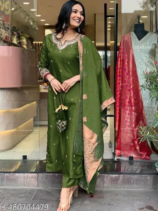 stitched AK 1022 PRESERNTING NEW STYLISH DESIGNER HEAVY ROSE GOLD EMBROIDERY WORK WITH PENT MF 1022 - Image 4