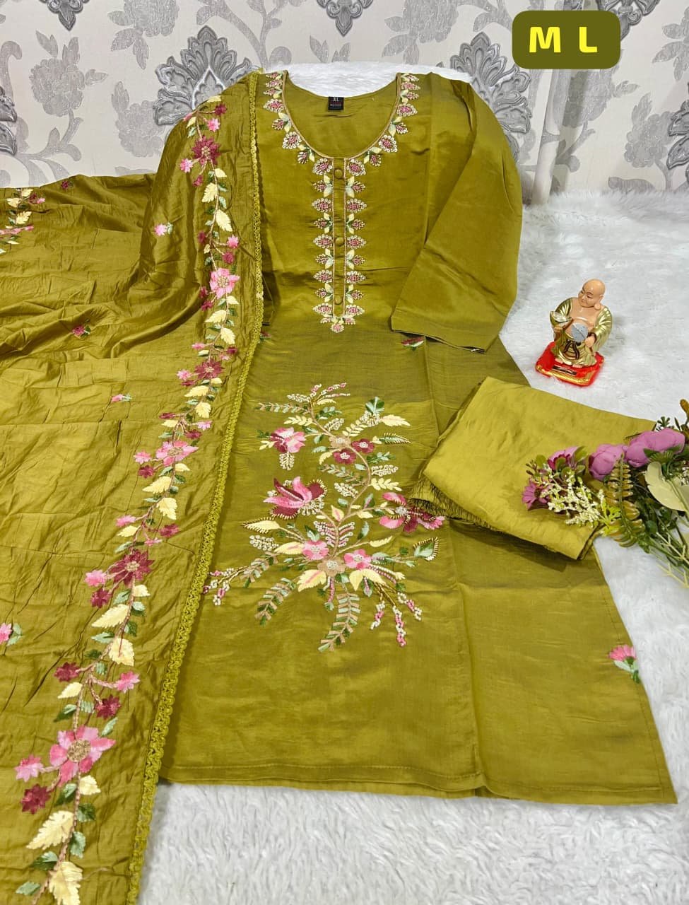 stitched Launching New Designers Kurti Pent Dupatta Set - Image 2