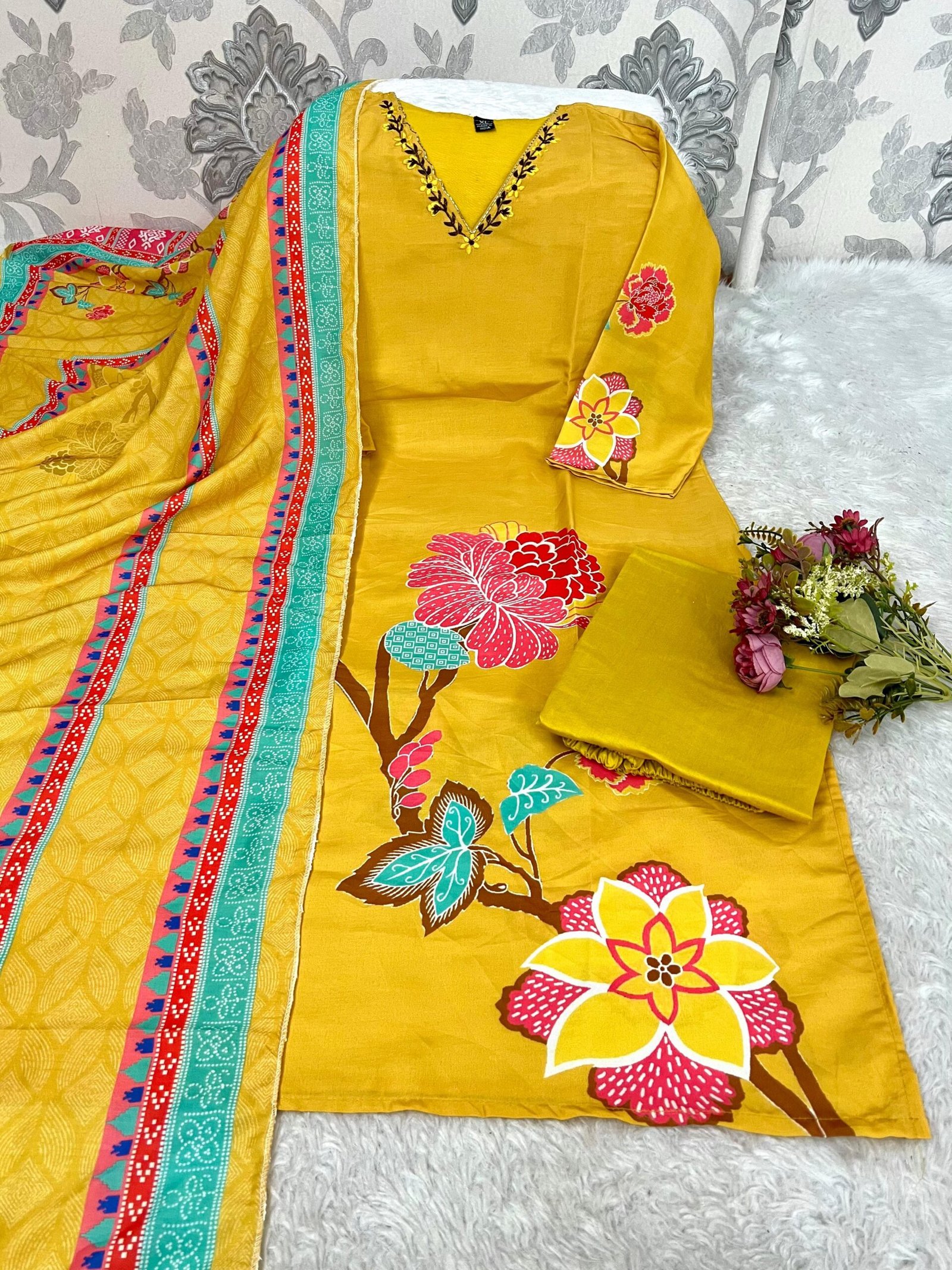 stitched #WEAR IT LOVE IT SHARE IT# Morgan Silk Digital Print Kurti With Pant With Dupatta