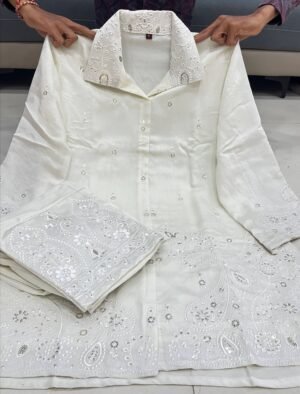 Alternative view of stitched Party Wear Look Pure Chanderi Silk & CORD SET Set