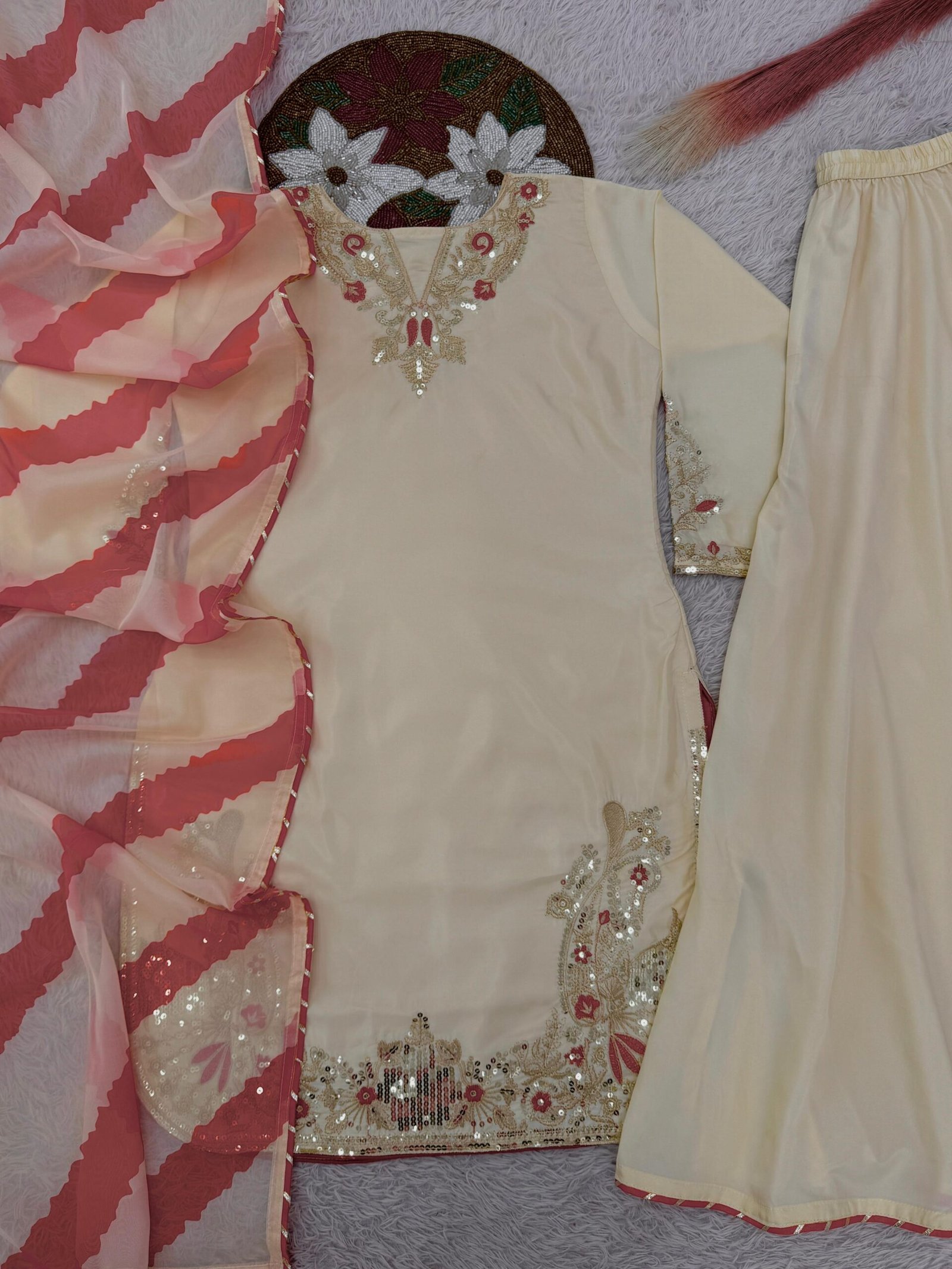 stitched PRESERNTING NEW READY TO WEAR DESIGN HEAVY EMBROIDERY AND SEQUENCE WORK TOP - PLAZZO WITH DUPATTA - Image 2
