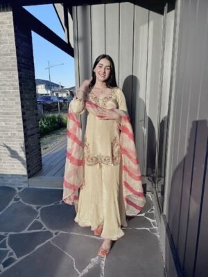 stitched PRESERNTING NEW READY TO WEAR DESIGN HEAVY EMBROIDERY AND SEQUENCE WORK TOP - PLAZZO WITH  DUPATTA