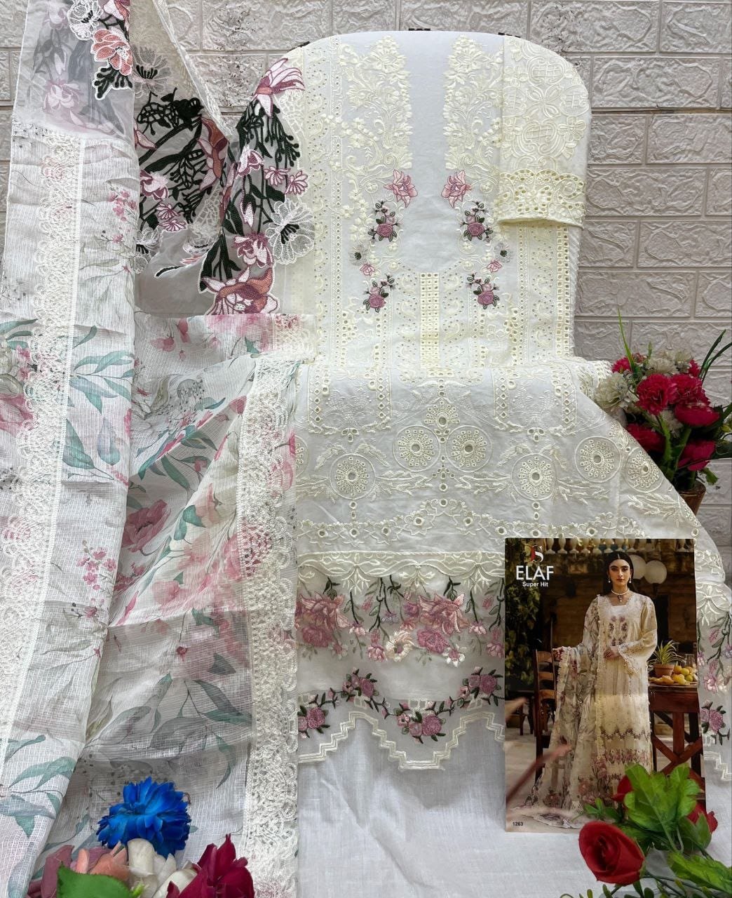 semi stitched Elaf Luxury Lawn super hit in Cotton Dupatta by Deepsy Suits D.No. 1263 ( 1581 ) - Image 2