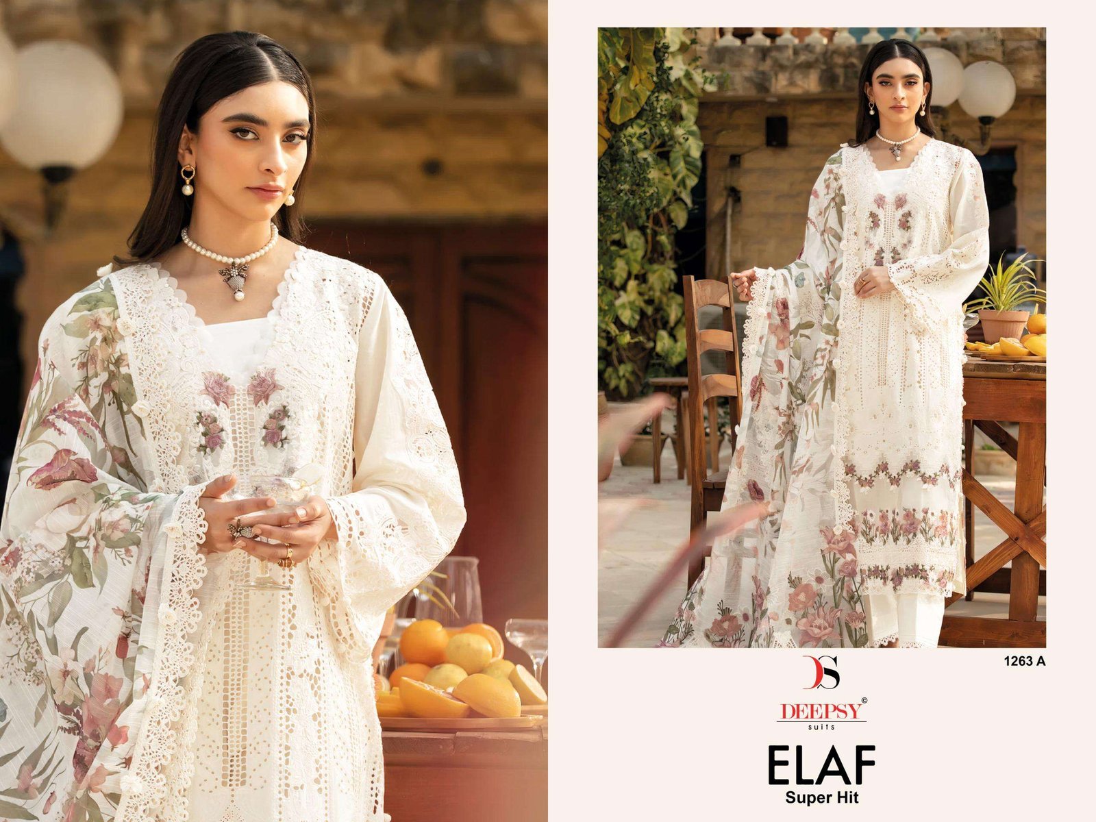 semi stitched Elaf Luxury Lawn super hit in Cotton Dupatta by Deepsy Suits D.No. 1263 ( 1581 )