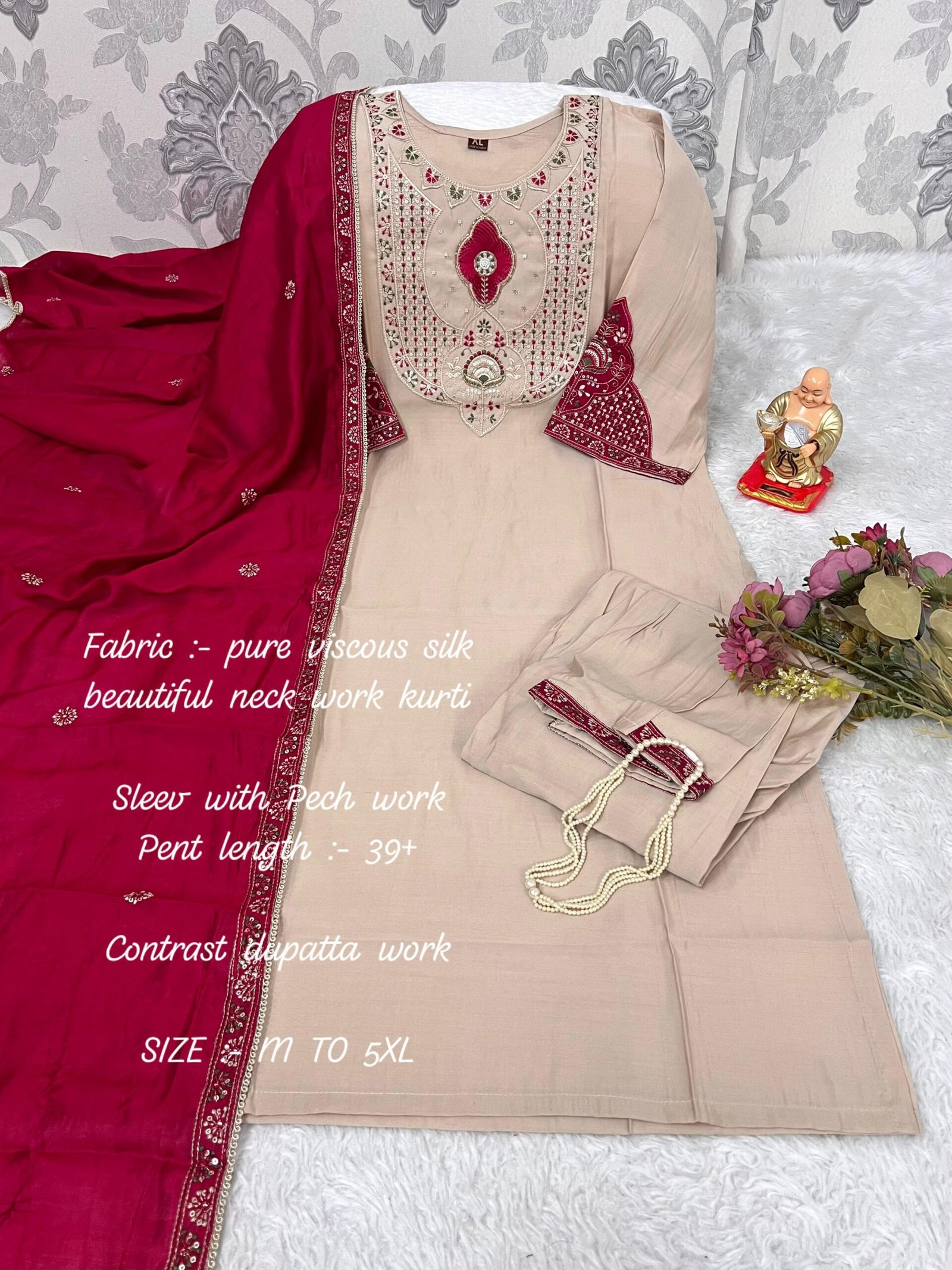 stitched Experience elegance with our premium Banana Silk Kurti Pant Dupatta Set, designed for festive flair and timeless charm.