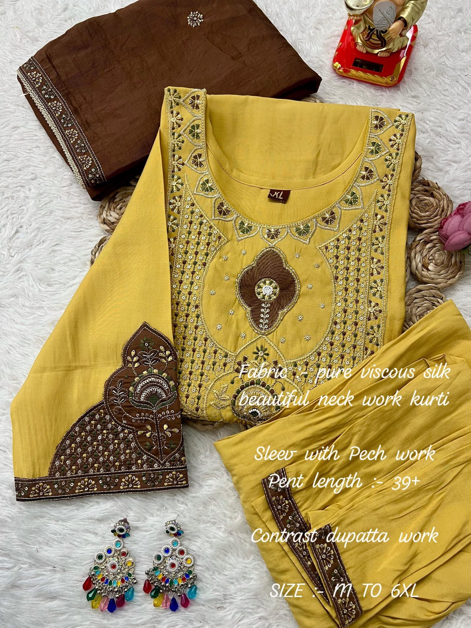 stitched Experience elegance with our premium Banana Silk Kurti Pant Dupatta Set, designed for festive flair and timeless charm. - Image 4