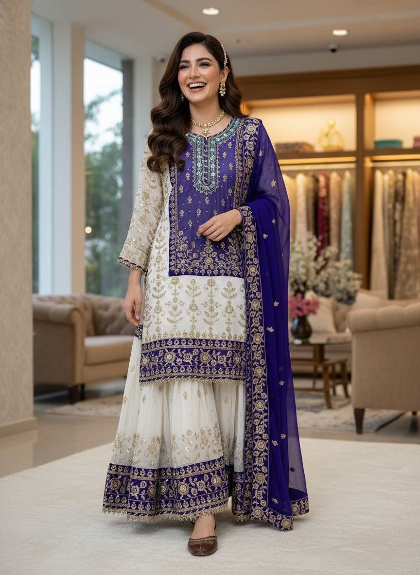 stitched ENHANCE THE BEAUTY OF YOUR WARDROBE WITH THIS NEWLY LAUNCHED KURTI & SHARARA SET - Image 5