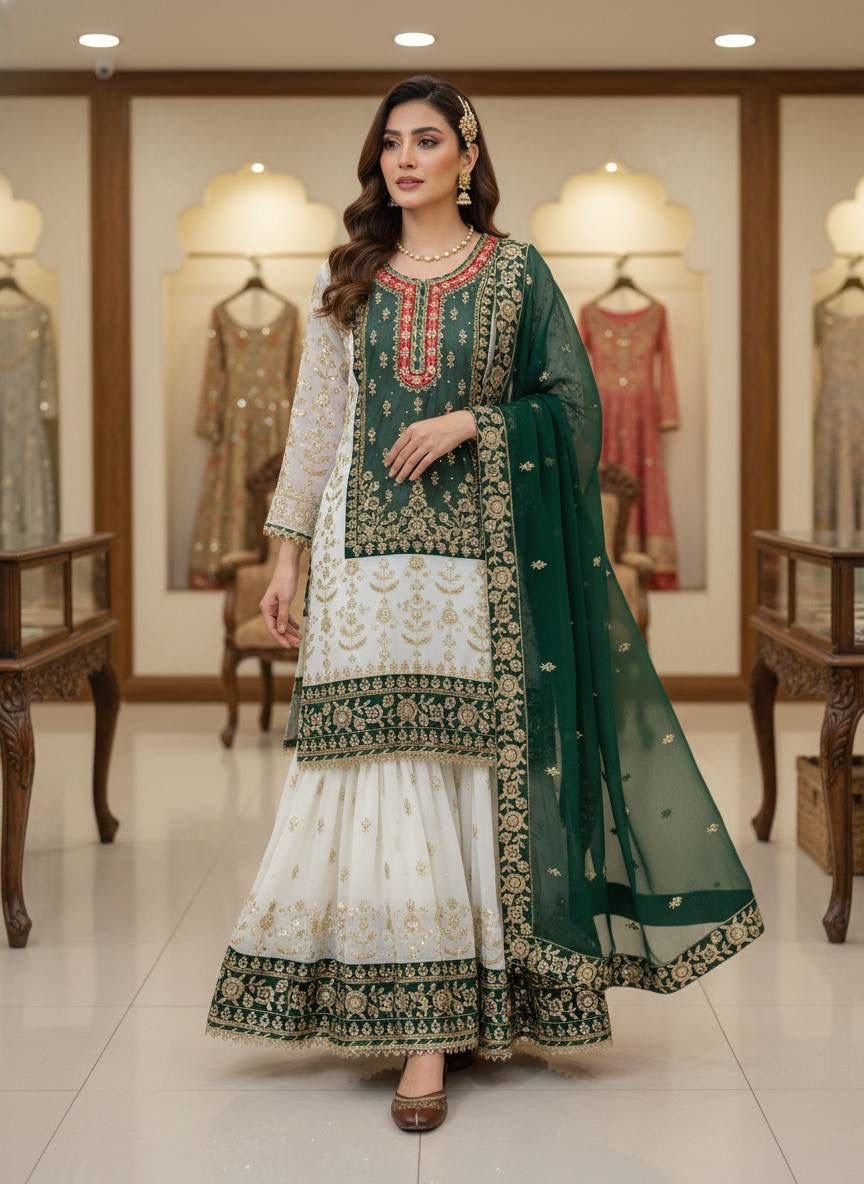 stitched ENHANCE THE BEAUTY OF YOUR WARDROBE WITH THIS NEWLY LAUNCHED KURTI & SHARARA SET - Image 7