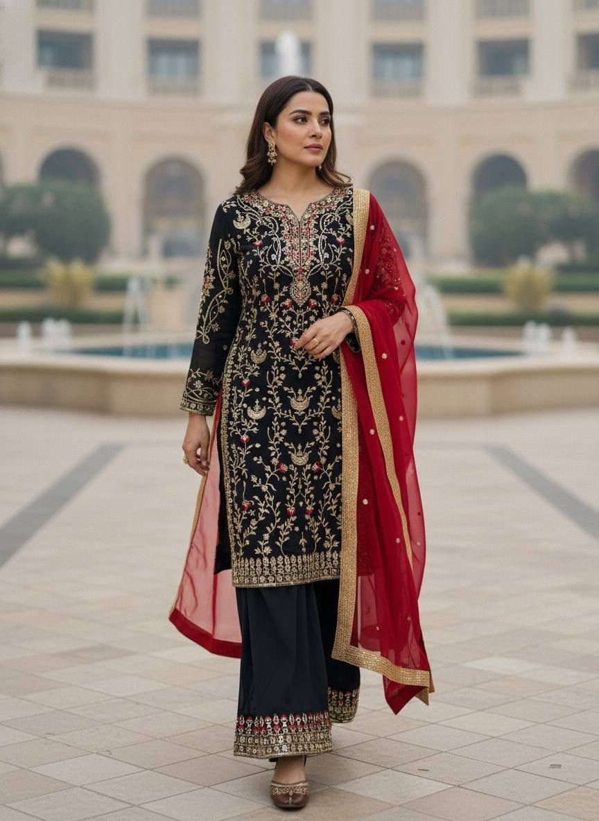 stitched AK 1449 ENHANCE THE BEAUTY OF YOUR WARDROBE WITH THIS NEWLY LAUNCHED KURTI & PLAZZO SET