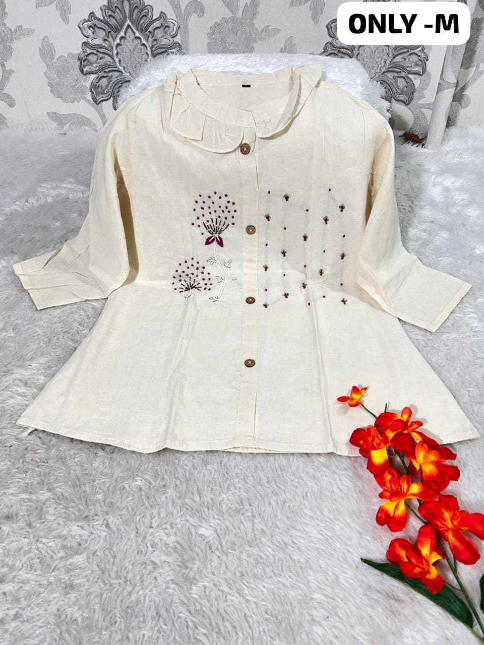 stitched WEAR IT LOVE IT SHARE IT# It comes with cotton lining Pure KHadi Cotton Short-Top - Image 10