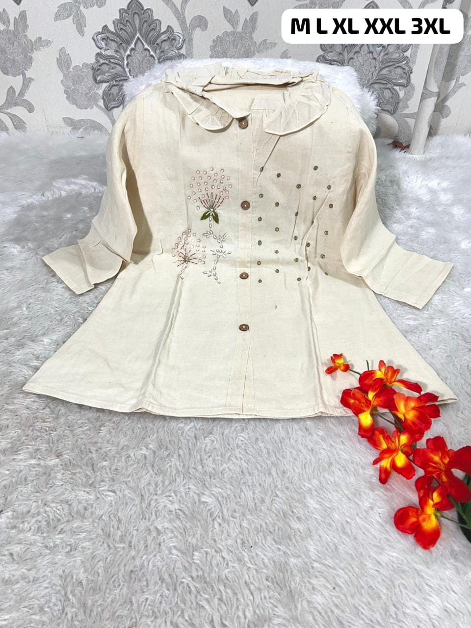 stitched WEAR IT LOVE IT SHARE IT# It comes with cotton lining Pure KHadi Cotton Short-Top - Image 7
