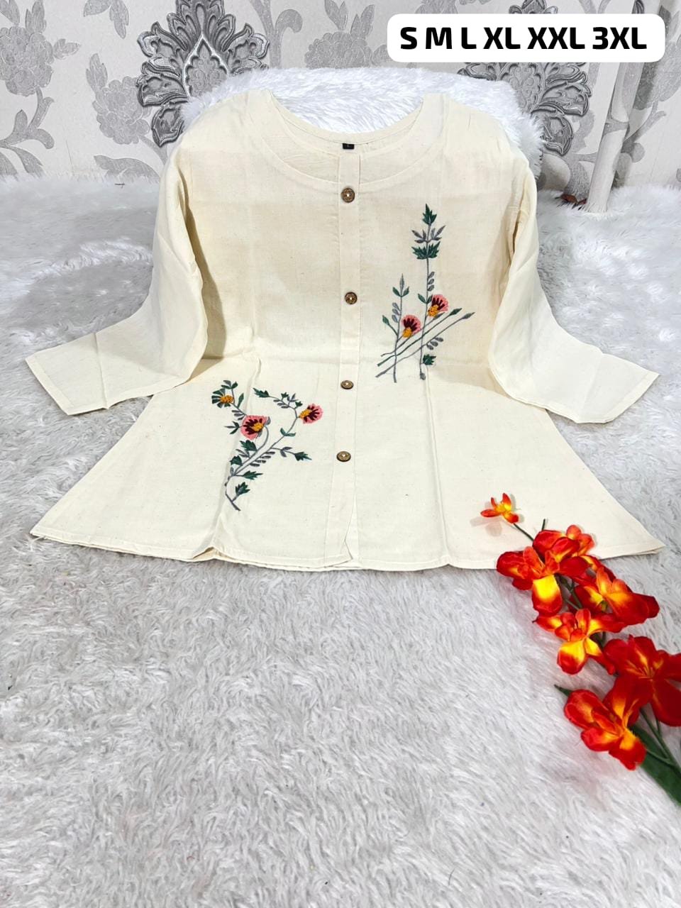 stitched WEAR IT LOVE IT SHARE IT# It comes with cotton lining Pure KHadi Cotton Short-Top - Image 14