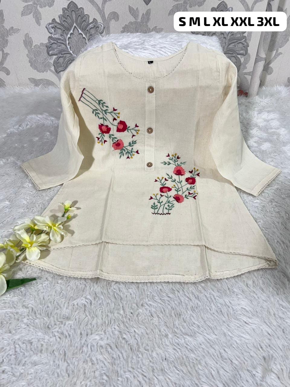 stitched WEAR IT LOVE IT SHARE IT# It comes with cotton lining Pure KHadi Cotton Short-Top - Image 13
