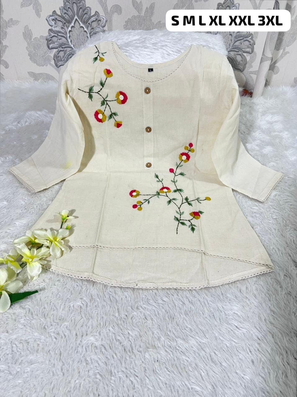 stitched WEAR IT LOVE IT SHARE IT# It comes with cotton lining Pure KHadi Cotton Short-Top - Image 17