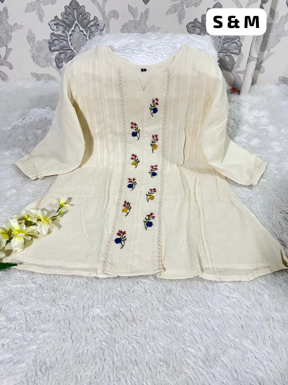 stitched WEAR IT LOVE IT SHARE IT# It comes with cotton lining Pure KHadi Cotton Short-Top - Image 15