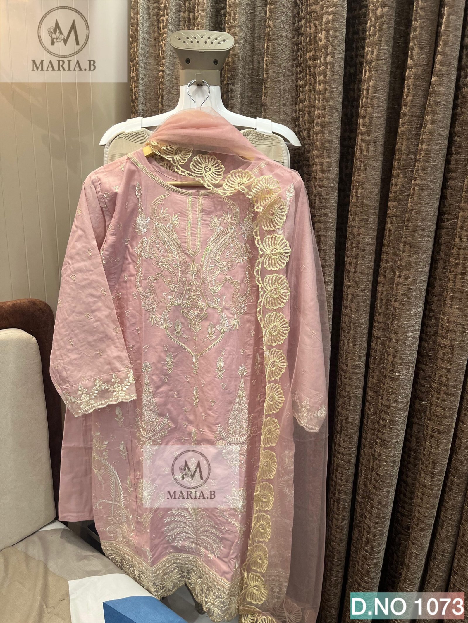 stitched MARIA.B PRESENTS NAME:- D.NO 1073 READYMADE COLLECTION FULL STITCHED COTTON TOP WITH HEAVY EMBROIDERY WORK