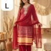 stitched AK launching a beautiful rani pink   And maroon Bandhani-print Salwar Kameez set. It has a very elegant, traditional vibe that works perfectly for festive occasions or semi-formal gatherings.