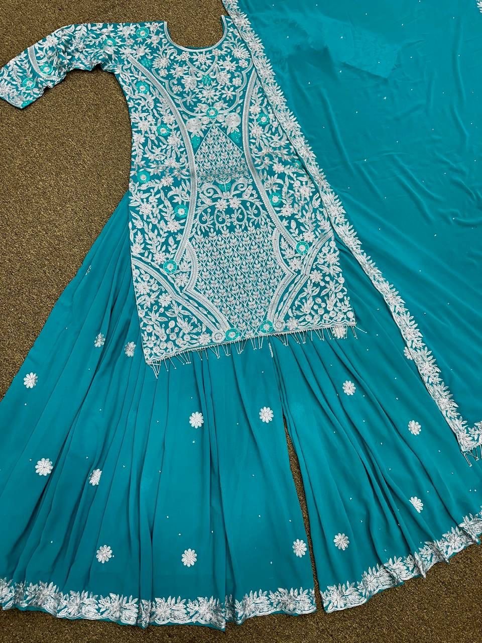 stitched PRESERNTING NEW FANCY DESIGN HEAVY EMBROIDERY WORK TOP - PLAZZO WITH DUPATTA COAD :-AK-1253 - Image 2