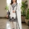stitched HANIA AMIR INSPIRED BAKRA EID WEAR OUR SEQUENCE EMBROIDERY WORKED TOP, FARSHI SALWAAR WITH DUPATTA