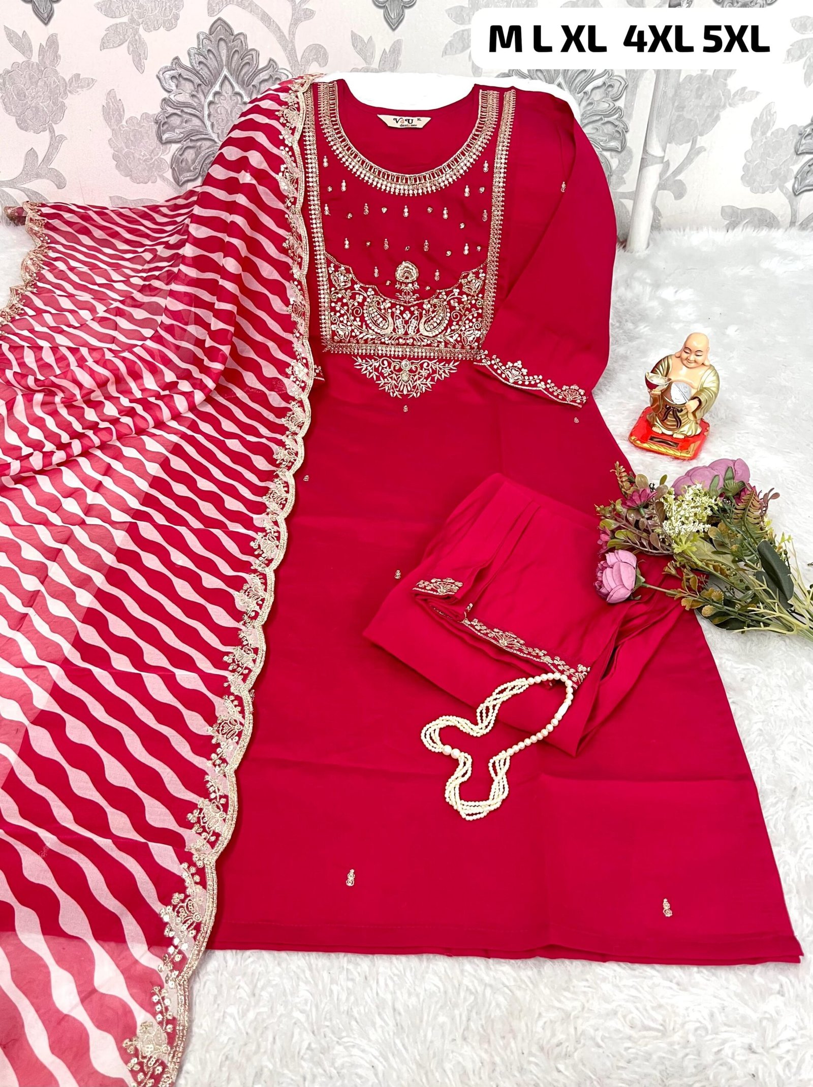 stitched Elevate your ethnic wardrobe with this elegant and breathable Pure Chanderi Suit Set. Perfect for summer festivities, office wear, or casual outings! - Image 3