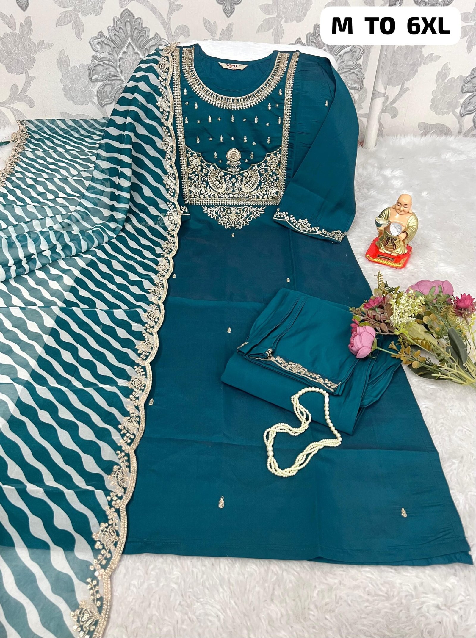 stitched Elevate your ethnic wardrobe with this elegant and breathable Pure Chanderi Suit Set. Perfect for summer festivities, office wear, or casual outings! - Image 5