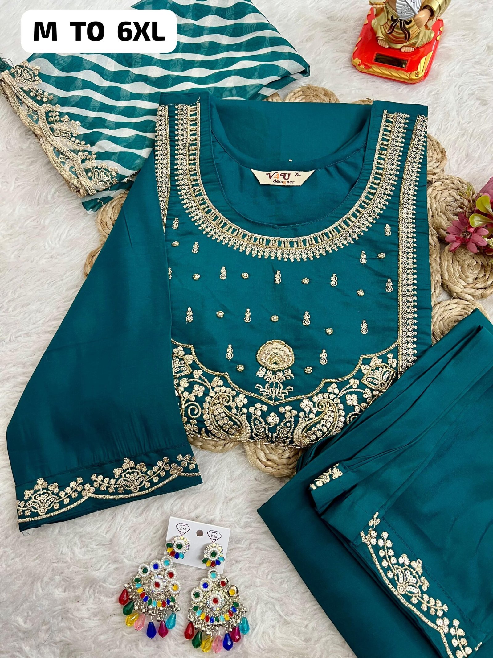 stitched Elevate your ethnic wardrobe with this elegant and breathable Pure Chanderi Suit Set. Perfect for summer festivities, office wear, or casual outings! - Image 6