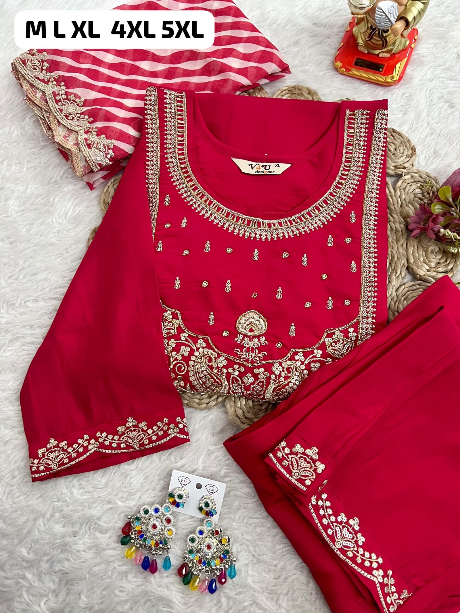 stitched Elevate your ethnic wardrobe with this elegant and breathable Pure Chanderi Suit Set. Perfect for summer festivities, office wear, or casual outings! - Image 4