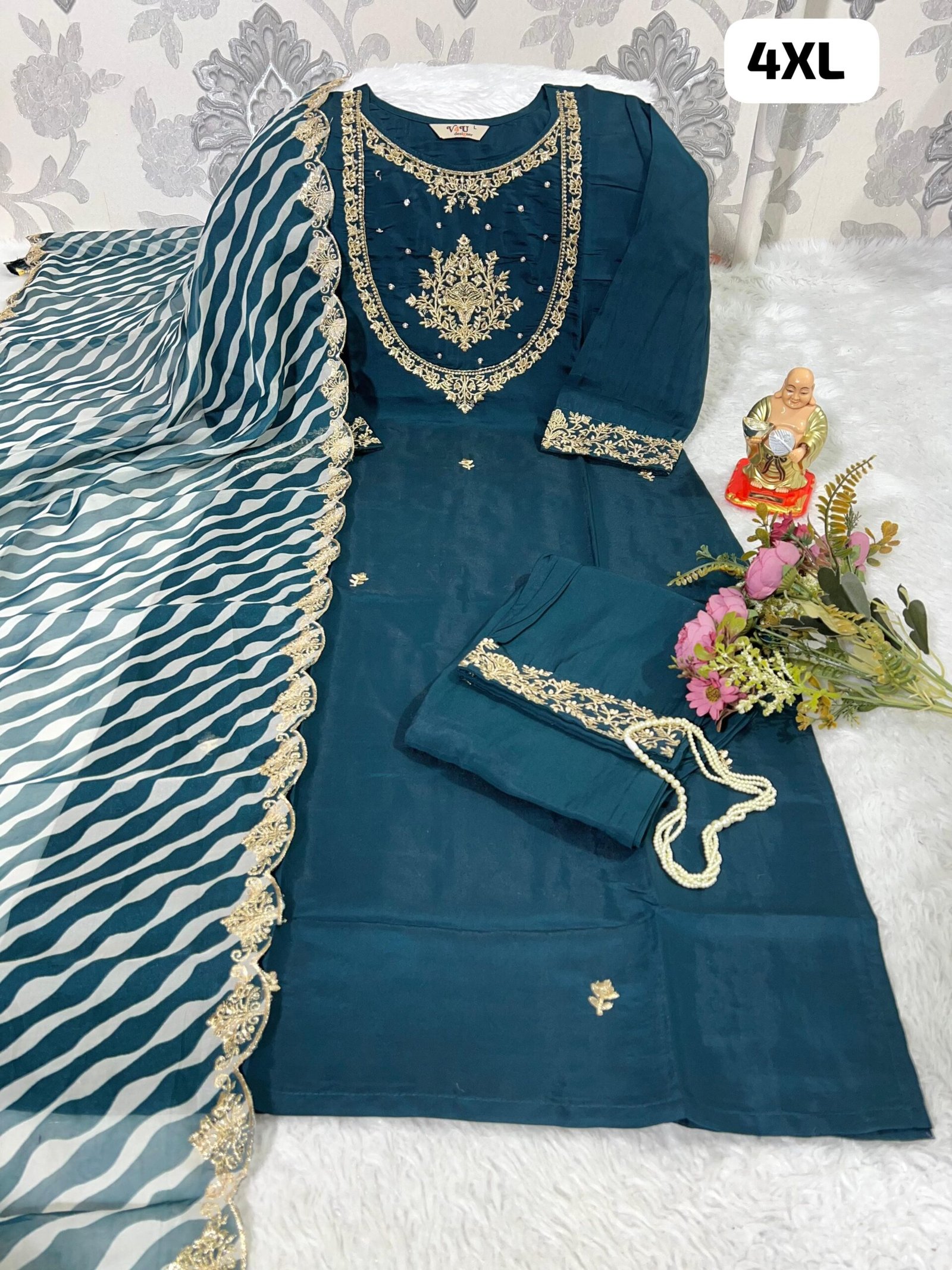 stitched Elevate your ethnic wardrobe with this elegant and breathable Pure Chanderi Suit Set. Perfect for summer festivities, office wear, or casual outings!
