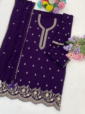 Alternative view of semi stitched Blooming Fox Georgette with Heavy Embroidered 3mm Sequence Work