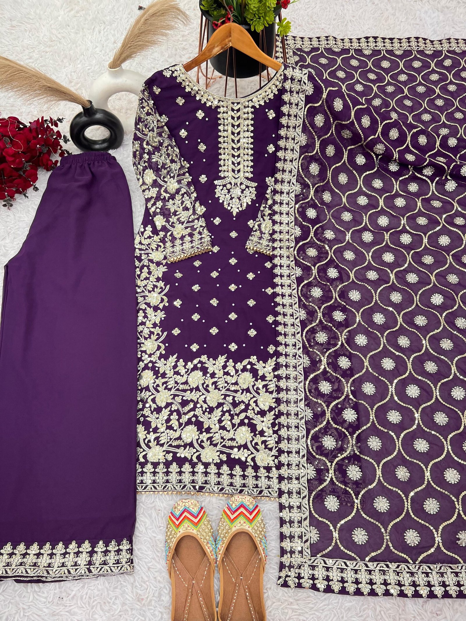 stitched Presenting New Designer Party Wear Look Top-Plazzo and Dupatta With Heavy Embroidery Work - Image 2