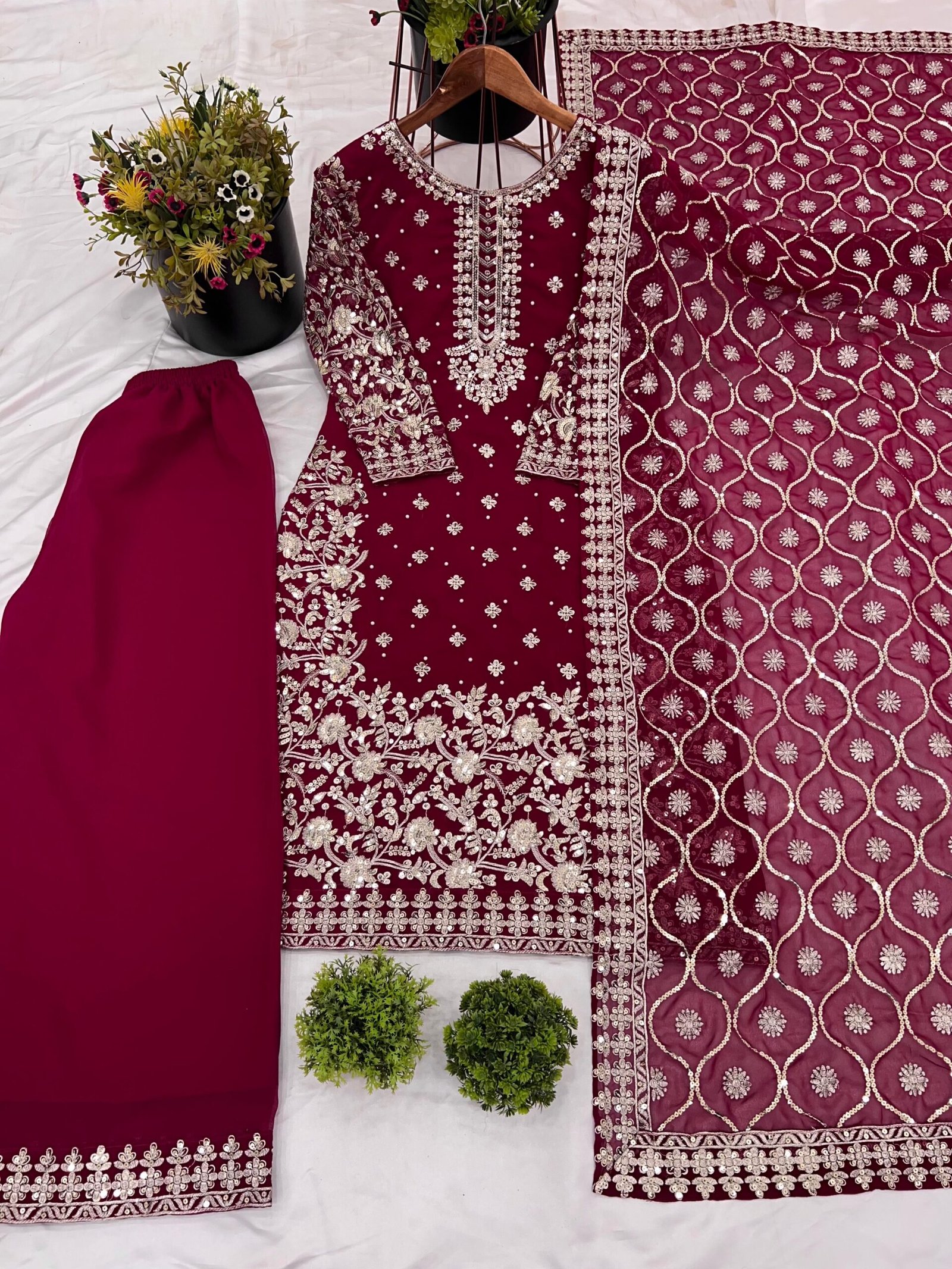 stitched Presenting New Designer Party Wear Look Top-Plazzo and Dupatta With Heavy Embroidery Work - Image 4
