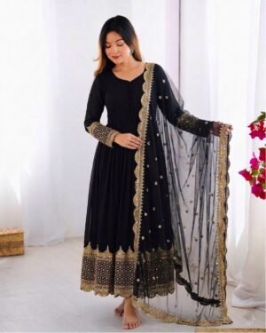 stitched AK-194 — "Elegant Embroidered Sequence Designer Anarkali Two Piece Set"