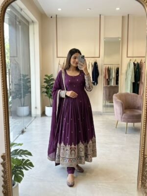 stitched New real modeling Gown -Pent  Dupatta Set Fully Stitched            AK-8061