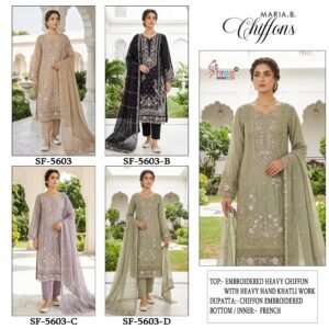semi stitched D.NO.-S-5603- COLOR    FABRIC DETAILS  chiffon Heavy  with heavy embroidery with HAND KHATLI &