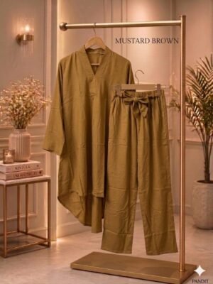 stitched PAKISTANI STYLE HIGH LOW CORDSET  FABRIC-RAYON