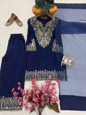 Alternative view of stitched AK 1452  ENHANCE THE BEAUTY OF YOUR WARDROBE WITH THIS NEWLY LAUNCHED KURTI & PLAZZO SET