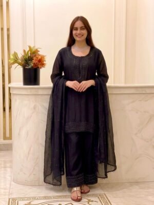 stitched Presenting  New Designer Party Wear Look Top-Plazzo and Dupatta With Heavy Embroidery Beads Work