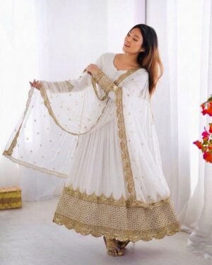 stitched AK-194 — "Elegant Embroidered Sequence Designer Anarkali Two Piece Set"