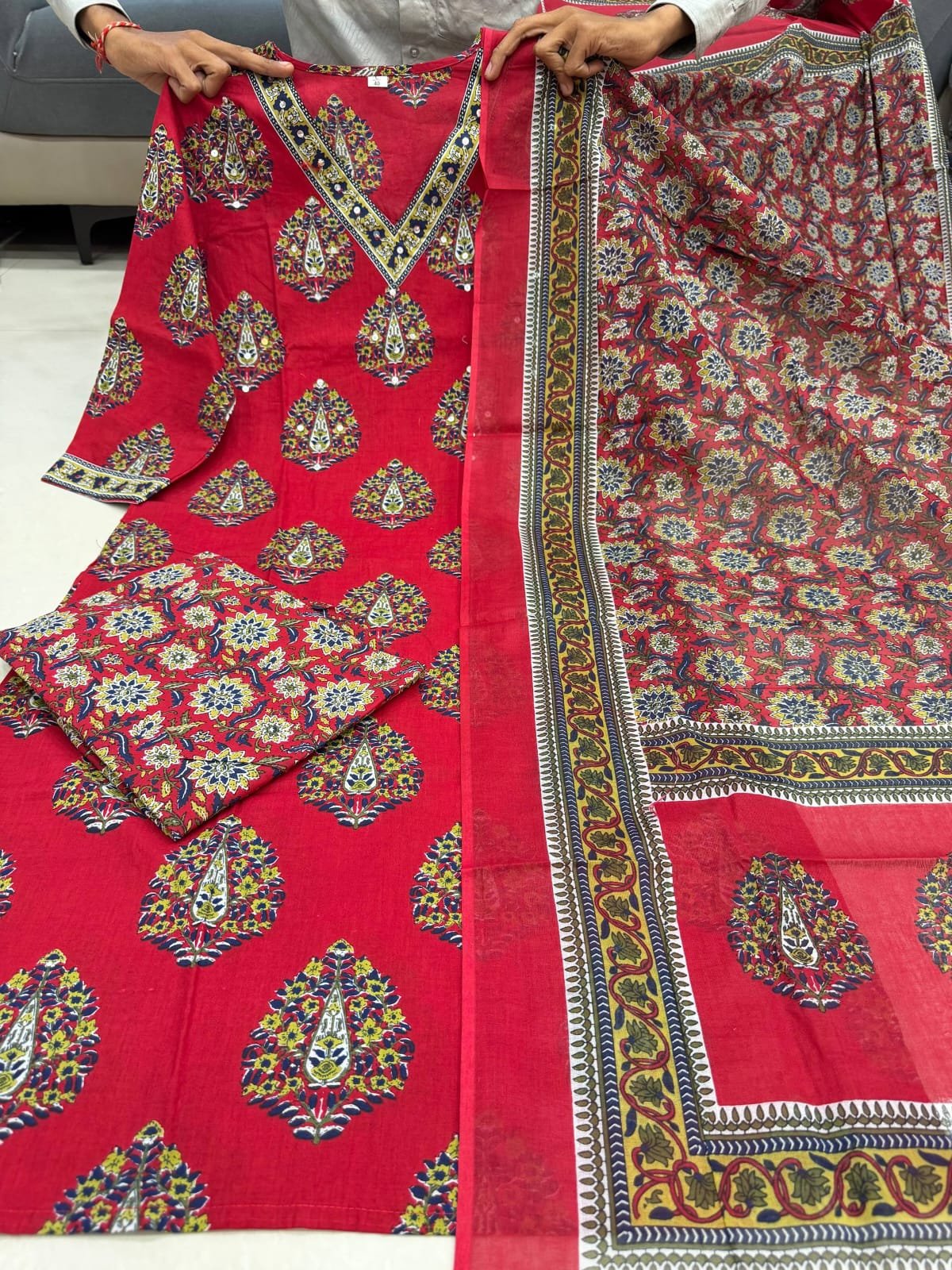 stitched NEW ARRIVAL – Premium Cotton 60×60 Kurti Set Straight Fit Kurti with Plazo & Dupatta Set - Image 2