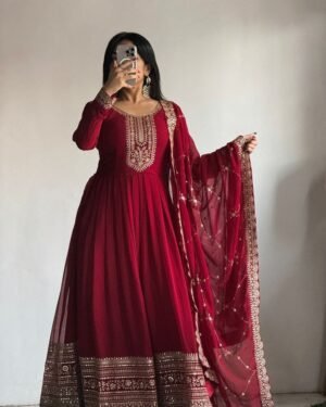 stitched AK-Series New Designer Party Gown  & Dupatta Set CODE:- AK-5044