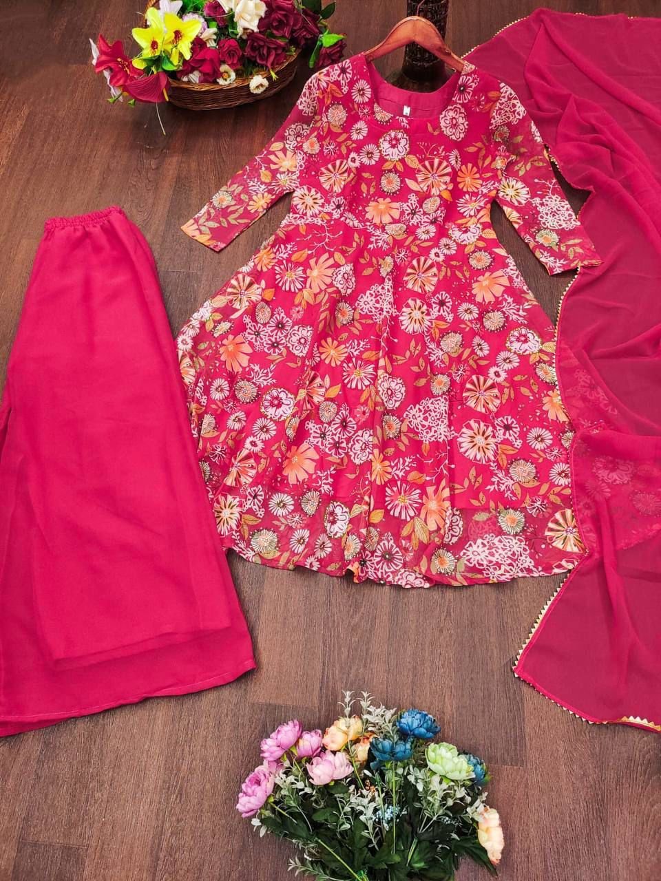 stitched MOX CREATION PRESENTING SLEEV LESS KURTI SHARARA PLAZO DUPATTA - Image 2