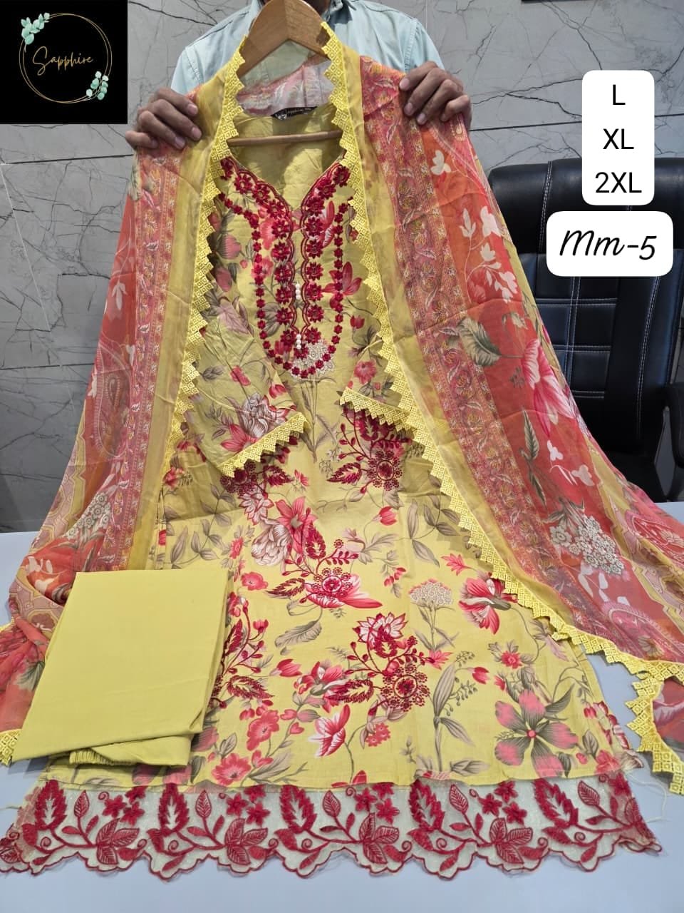 stitched LOOK LIKE ORIGINAL MAUSAMMURRY PAKISTANI SUITS JAZMIN MAUSAMMURRY VOL-5 ALHUMDULILAH NEW LAUNCH PRESENTING NEW SERIES OF READYMADE PAKISTANI SUITS BEAUTIFUL DESIGNS - Image 4
