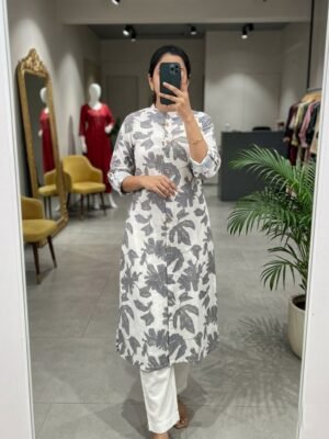 Alternative view of stitched FULL STOCK SUMMER SUNSHINES   Introducing these sunshine  Draped in refreshing shades and prints  these  kurta sets are your invitation to embrace easy elegance.