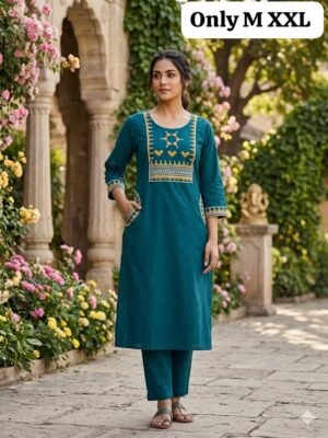 Alternative view of stitched New Launch    A-Line pure Cotton 2pc  A-Line Kurti with Plazzo