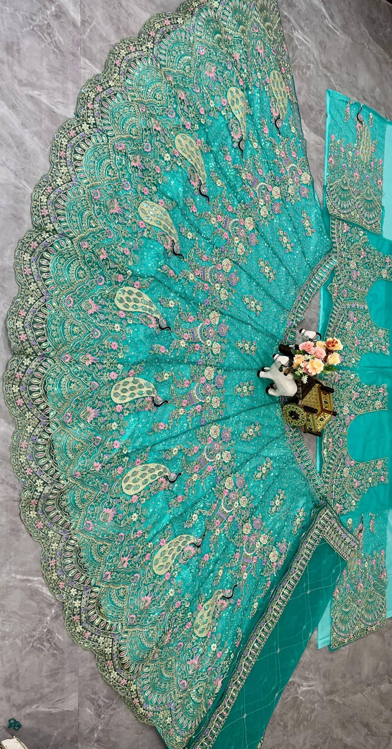 semi stitched AK Launching 4 meter flared Coding Sequins Work Lehenga, Exceptional Quality with Can-Can and Canvas Layers, A Perfect Fusion of Glamour and Comfort D.No=AK-1676 - Image 2